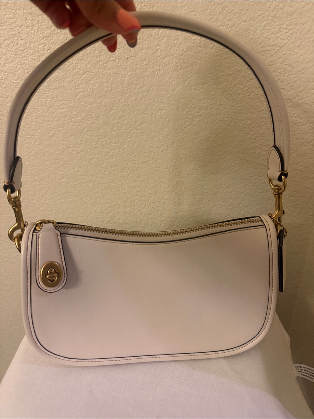 Coach Cream Leather Shoulder Bag with Gold Hardware
